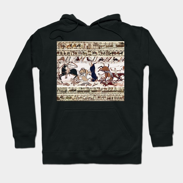 THE BAYEUX TAPESTRY,WAR HORSES AND NORMAN KNIGHTS COMBATTING HORSEBACK Hoodie by BulganLumini